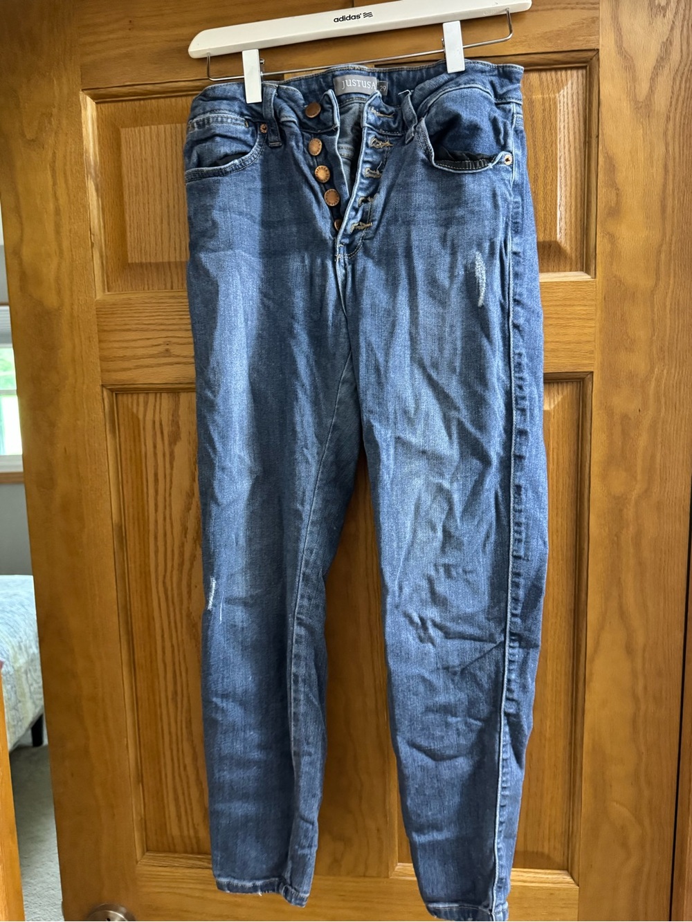 Just USA High-Rise Blue Button-Fly Mom Jeans